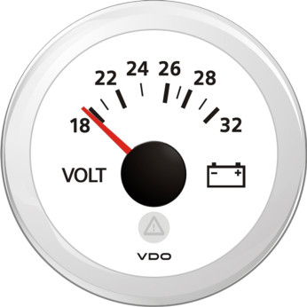 Vdo voltmeter 12v, hvid ø52mm