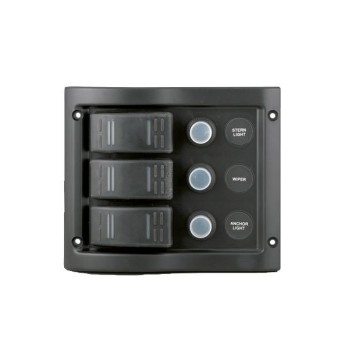 El-panel stænktæt med automatsikring og 3 kontakter, 12V