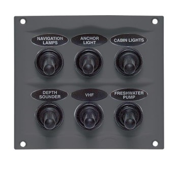 BEP Stænktæt el-panel med 6 kontakter, 12V