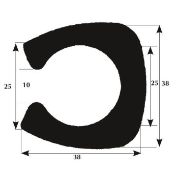 Fenderliste 38 x 10/12 mm sort, 50m