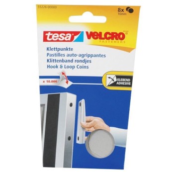Tesa Velcro tape burretape 16mm hvid, 8stk