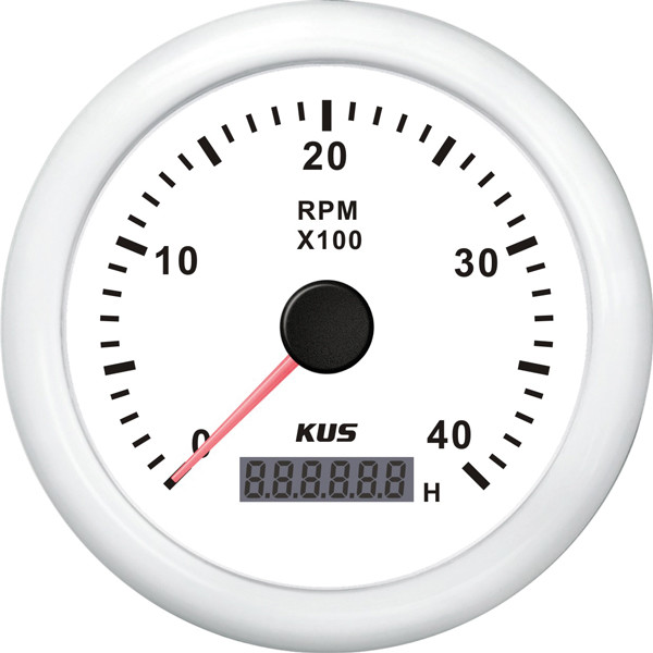 KUS omdrejningstller til diesel hvid, 0-4000