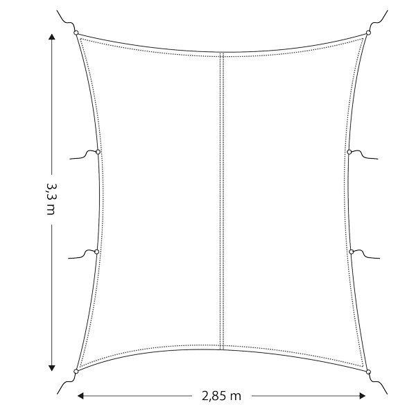 Cockpit solsejl/presenning retangulr 2,85 x 3,3m