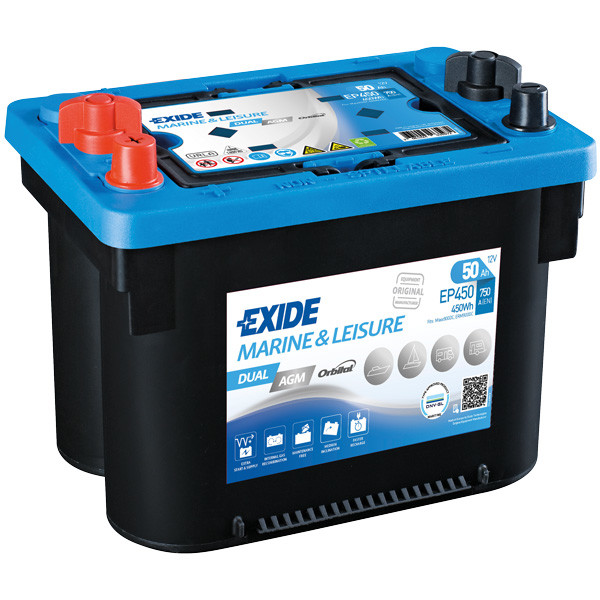 Exide Batteri Dual AGM spiral 750CCA, 50Amp