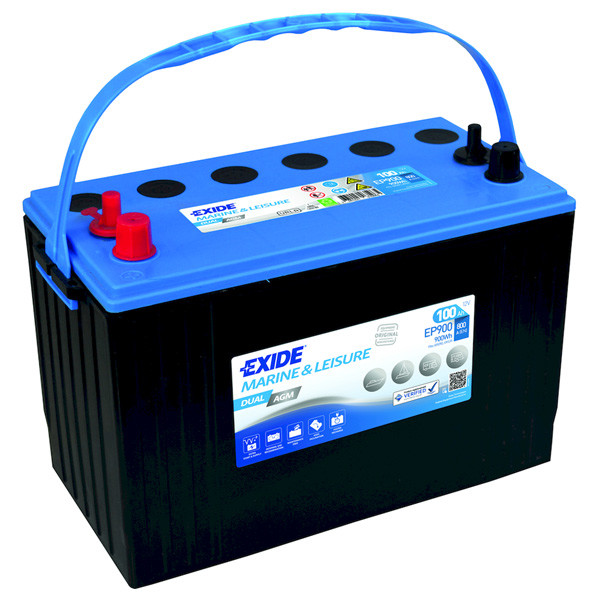 Exide Dual AGM batteri m/std. pol og skrue terminal, 100 Amp