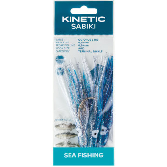 Kinetic Sabiki blksprutte torsk/sej, 3stk Bl/glimmer