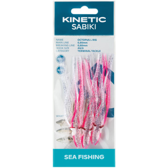 Kinetic Sabiki blæksprutte torsk/sej, 3stk Pink/glimmer