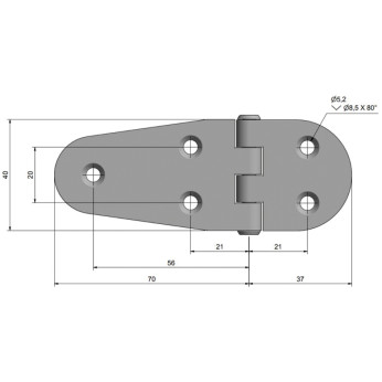 Roca hngsel centreret aksel 107x40mm RF