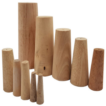 Sæt med koniske nødpropper i træ – 10 stk. (8–38 mm)