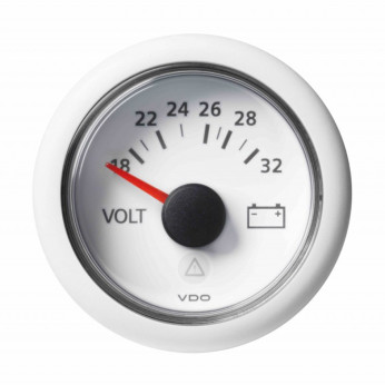 Vdo voltmeter 24v, hvid 52mm