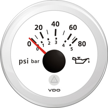 Vdo olietryksmler 0-5bar, hvid 52mm