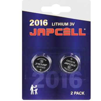 Japcell CR2016 Lithium batteri 3V, 2 stk
