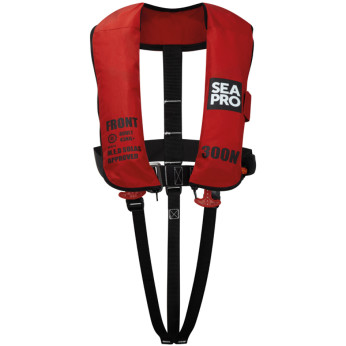 Seapro Erhvervsvest 300N m/harness, Rød