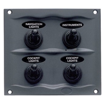 BEP Stænktæt el-panel med 4 kontakter, 12V