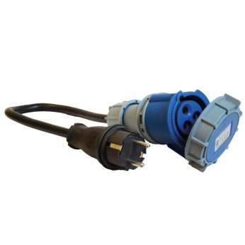 1852 CEE 220V hun IP67 til Schuko han - 2,5mm2 kabel 0,5 meter