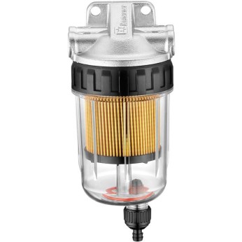 Brndstof filter 10 micron, alu top, klar med aftap.