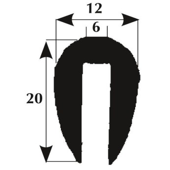 Fenderliste 20x6 mm sort, 50m