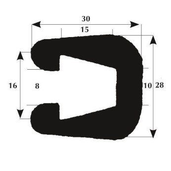 Fenderliste 30x8mm sort, 50m