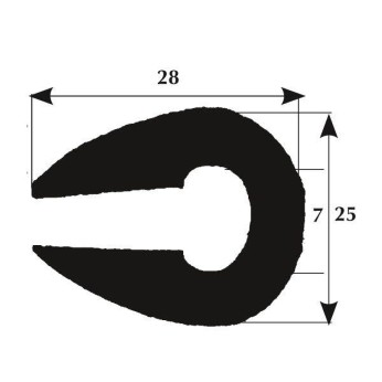 Fenderliste 28x25mm sort, 50m