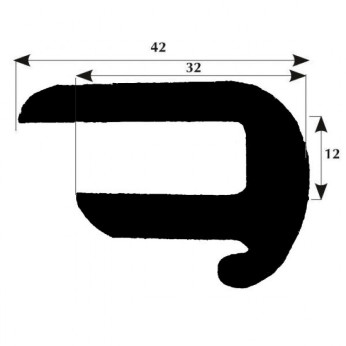 Fenderliste med drypkant 42x12mm sort, 50m
