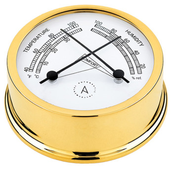 Autonautic Atlantic 95 termo/hygrometer Ø95/70 mm forgyldt messing