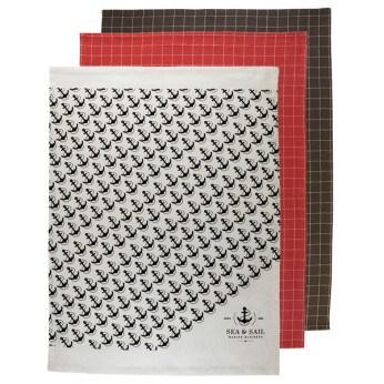 MB Sea & Sail viskestykke 3 stk 70x50 cm