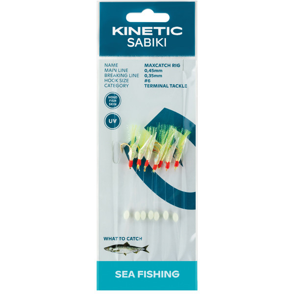 Kinetic Sabiki maxcatch sildeforfang, 7stk Fishskin gul