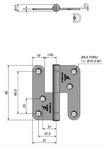 Roca drhngsel RF 74x85mm, hjre