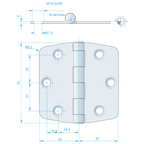 Roca hngsel RF, 74x75mm