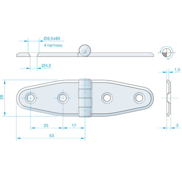 Roca hngsel RF, 106x30mm