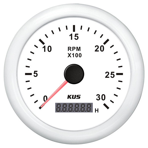 KUS omdrejningstller til diesel hvid, 0-3000