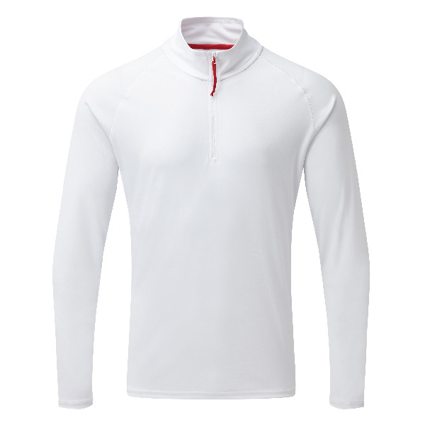 Gill UV009 Langrmet zip T-shirt men's UV50+ hvid